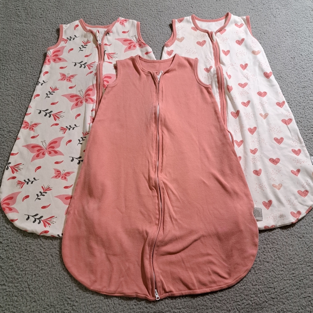 (3) Yoofoss Pink /White Baby Girl`s Infant Sleep Sack 100% Cotton / Size M 6-12m